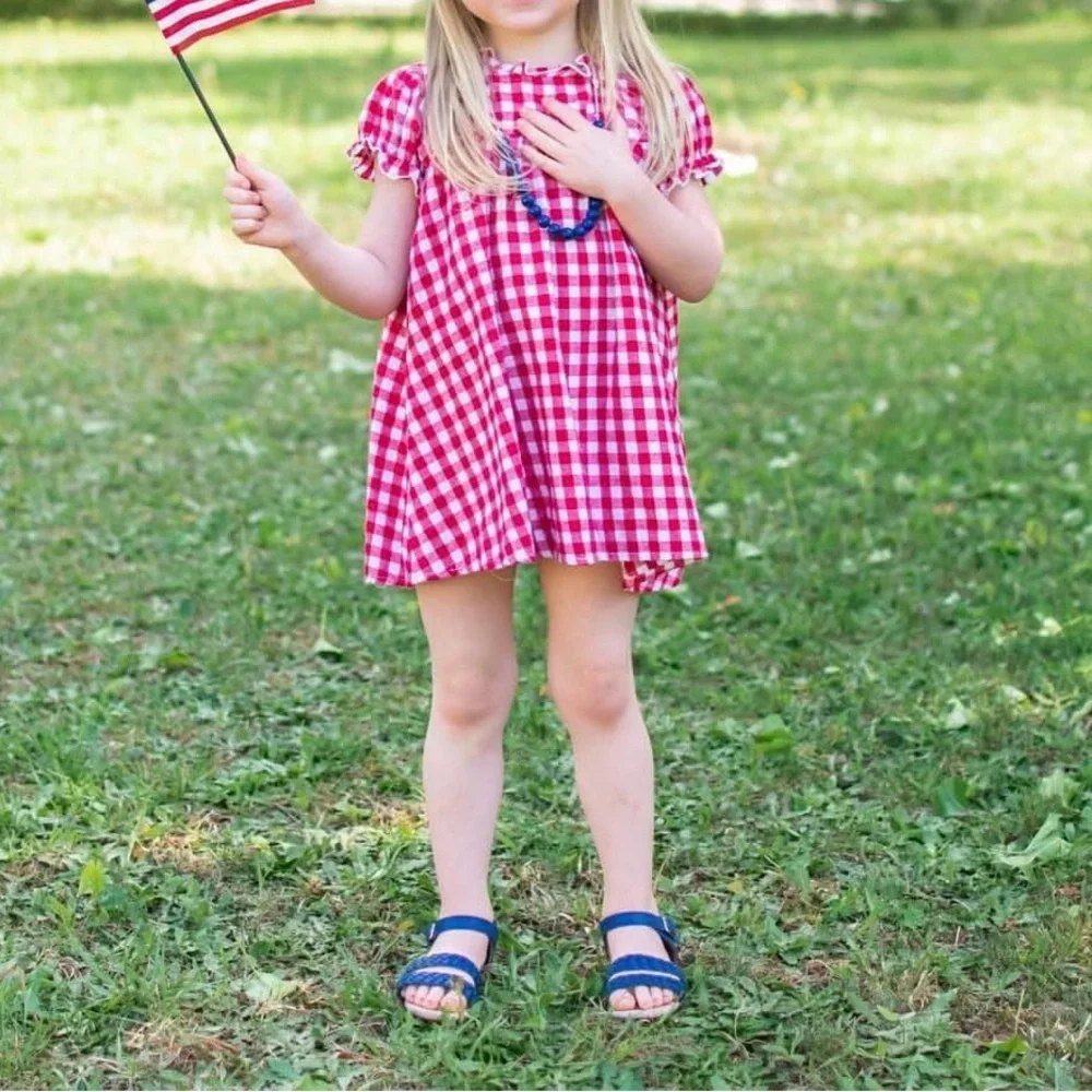 Merce and Me Red and White Plaid Gingham Patriotic Casual Dress size 6